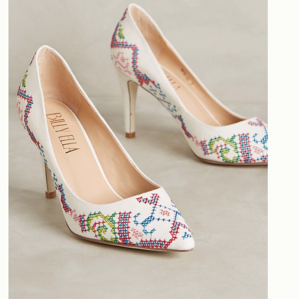 Anthropologie Billy Ella embroidered pumps. Size 7